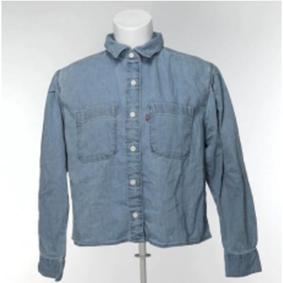 Levi's Button Down Collared Long Sleeve Top Blue XS - Picture 3 of 5